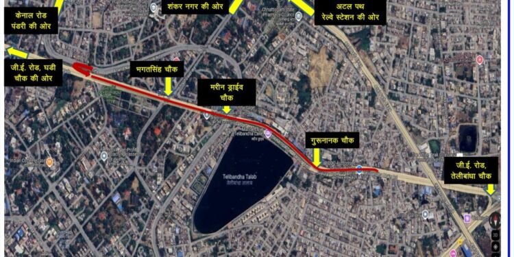 राजधानी रायपुर को ट्रैफिक से मिलेगी मुक्ति, गुरू तेगबहादुर उद्यान से गुरूनानक चौक तक बनेगा नया फ्लाईओवर