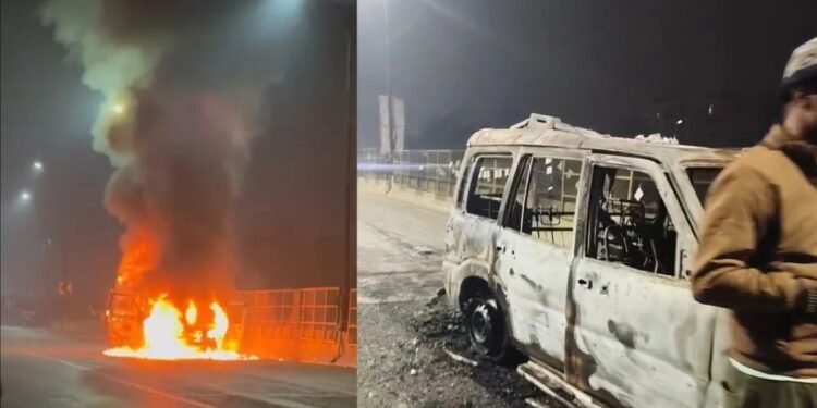 CG NEWS: ओवरब्रिज पर स्कॉर्पियो में लगी आग, लोगों ने कूदकर बचाई जान