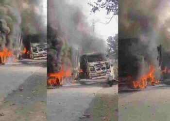 रायगढ़ में भीषण सड़क हादसा: ट्रेलरों की टक्कर के बाद आग, चालक की जिंदा जलकर मौत, Video