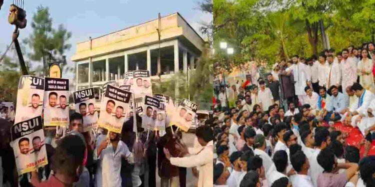 छात्रसंघ चुनाव की मांग पर उग्र हुआ NSUI प्रदर्शन, पुलिस पर पथराव
