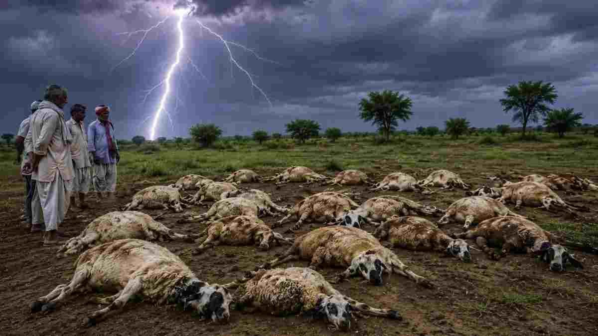 CG NEWS- आकाशीय बिजली का कहर: गाज गिरने से 40 मवेशियों की मौत, राजस्थान के पशुपालकों को भारी नुकसान