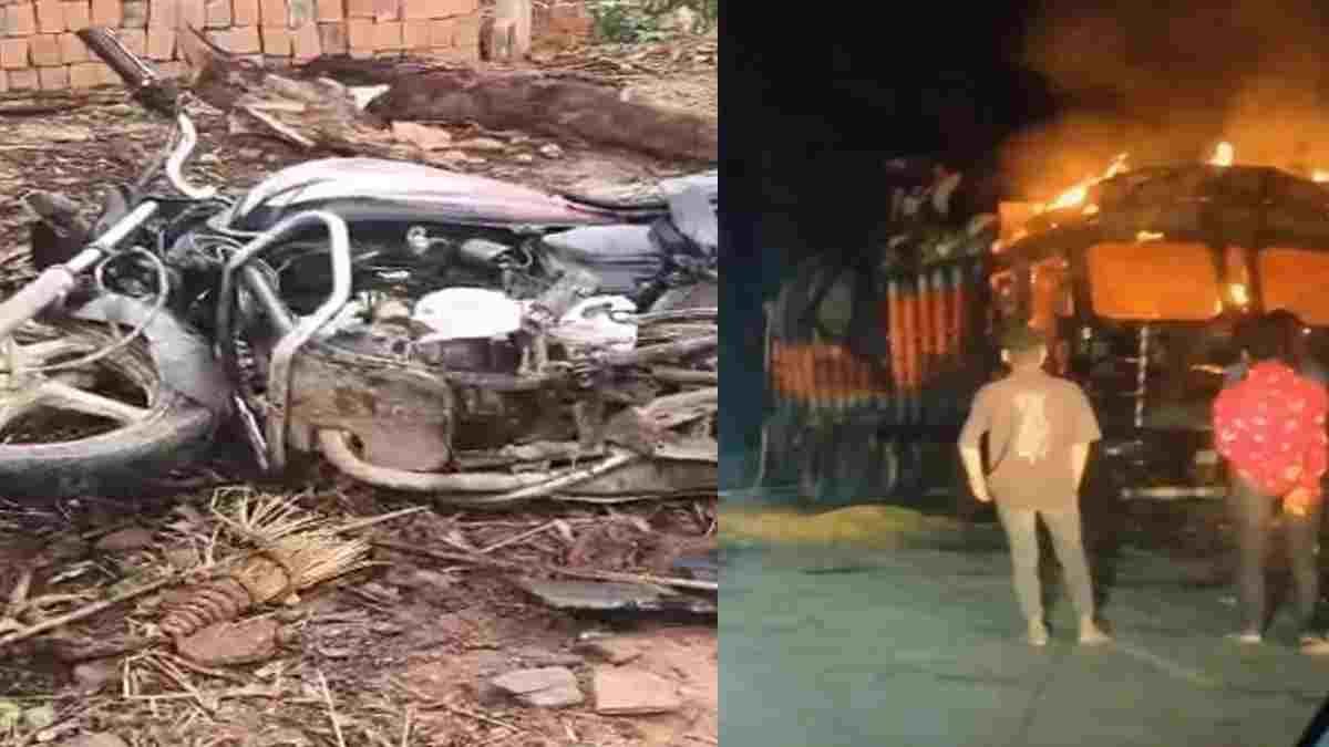 सूरजपुर में भीषण सड़क हादसा: खड़े ट्रक से टकराई बाइक, 3 युवकों की दर्दनाक मौत; आक्रोशित ग्रामीणों ने ट्रक को फूँका