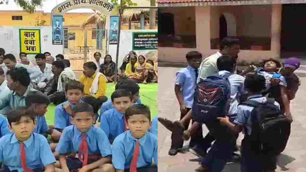 शिक्षा सत्र के पहले दिन दो तस्वीरें: दुर्ग में प्रार्थना सभा में छात्र बेहोश, बालोद में शिक्षक की मांग को लेकर धरना