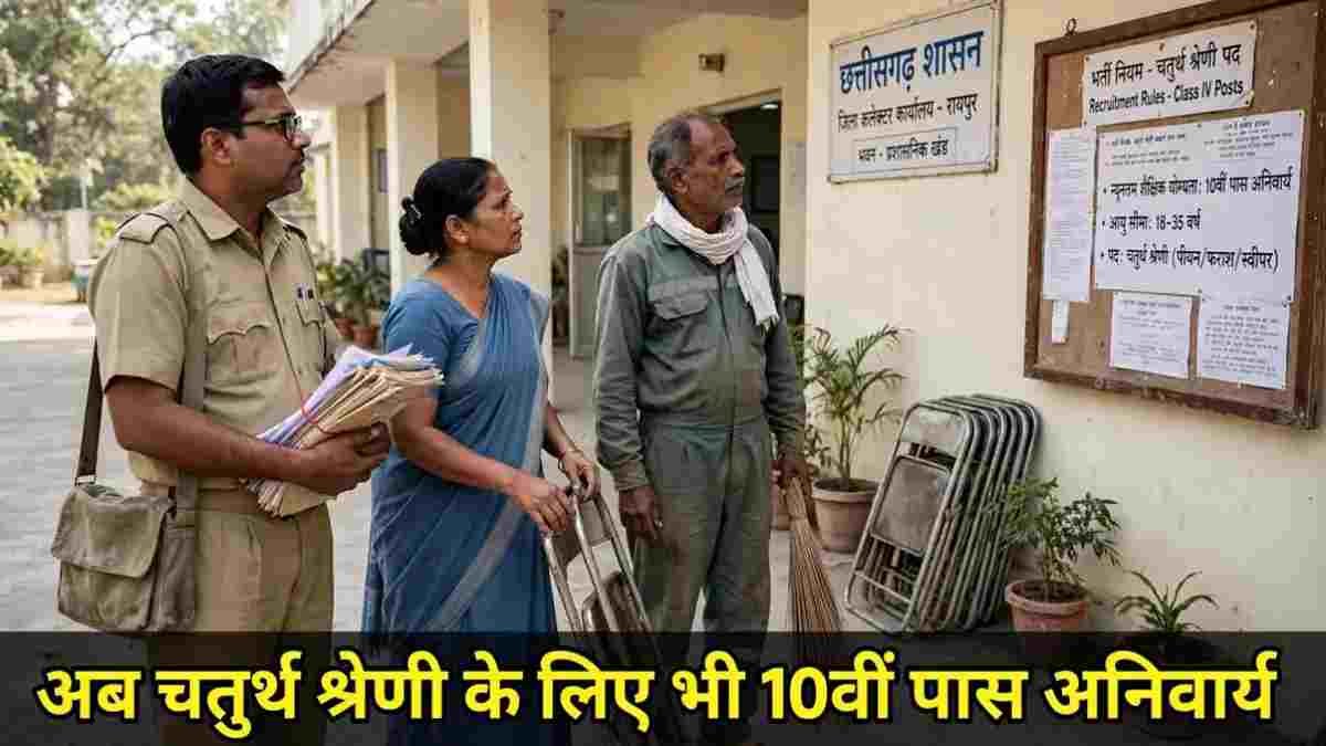 छत्तीसगढ़ में चतुर्थ श्रेणी भर्ती के नियम बदले, भृत्य और स्वीपर पदों के लिए अब 10वीं पास जरूरी