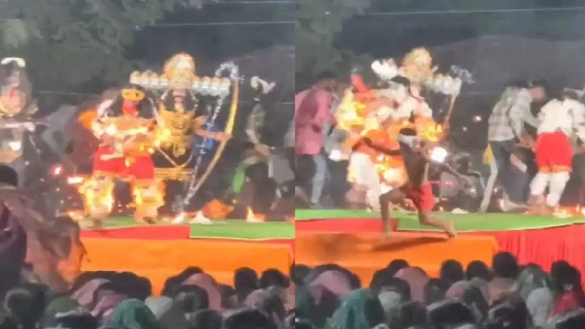 रामलीला के दौरान बड़ा हादसा, हनुमान का किरदार निभा रहे कलाकार समेत 3 झुलसे