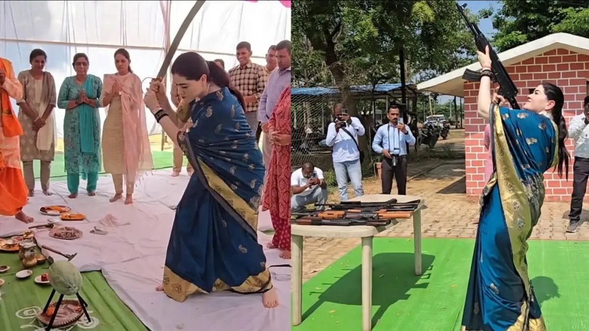 राजनांदगांव SP अंकिता शर्मा का दिखा दमदार अंदाज, तलवार से बलि और AK-47 से हर्ष फायर का VIDEO वायरल